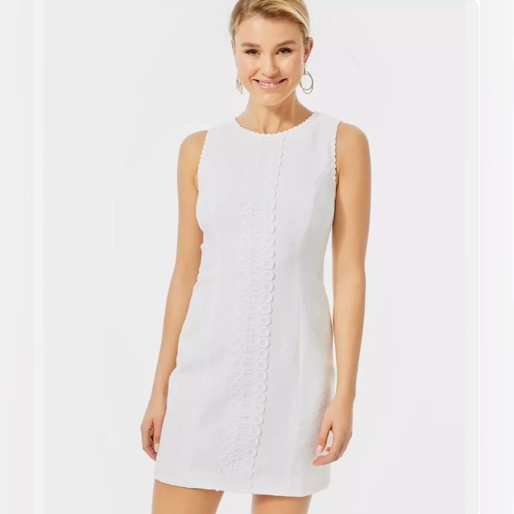 Lilly Pulitzer Stretch Mila Shift Resort White Turtle Pucker Jacquard Size 8 NWT